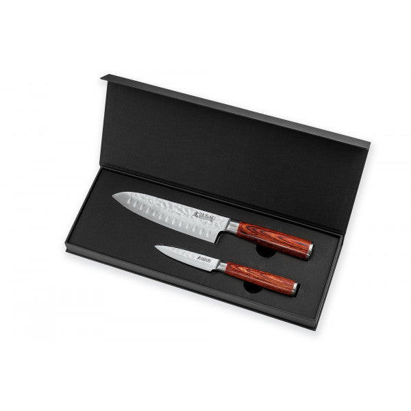 Coffret couteaux Santoku + Office Wusaki Pakka X50 Wusaki - Mathon - 1