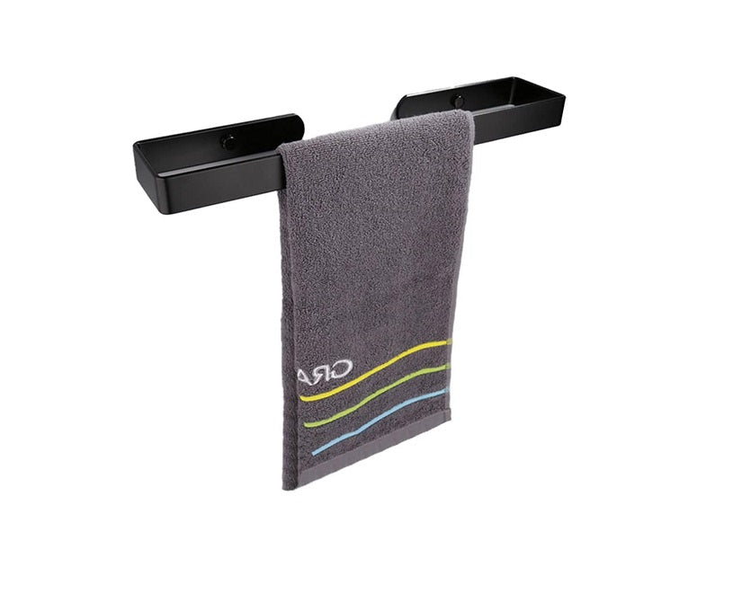 Porte-Serviettes de 30 cm Adhésif et à Vis pour Salle de Bain Cuisine noir Vendos85 - Mathon