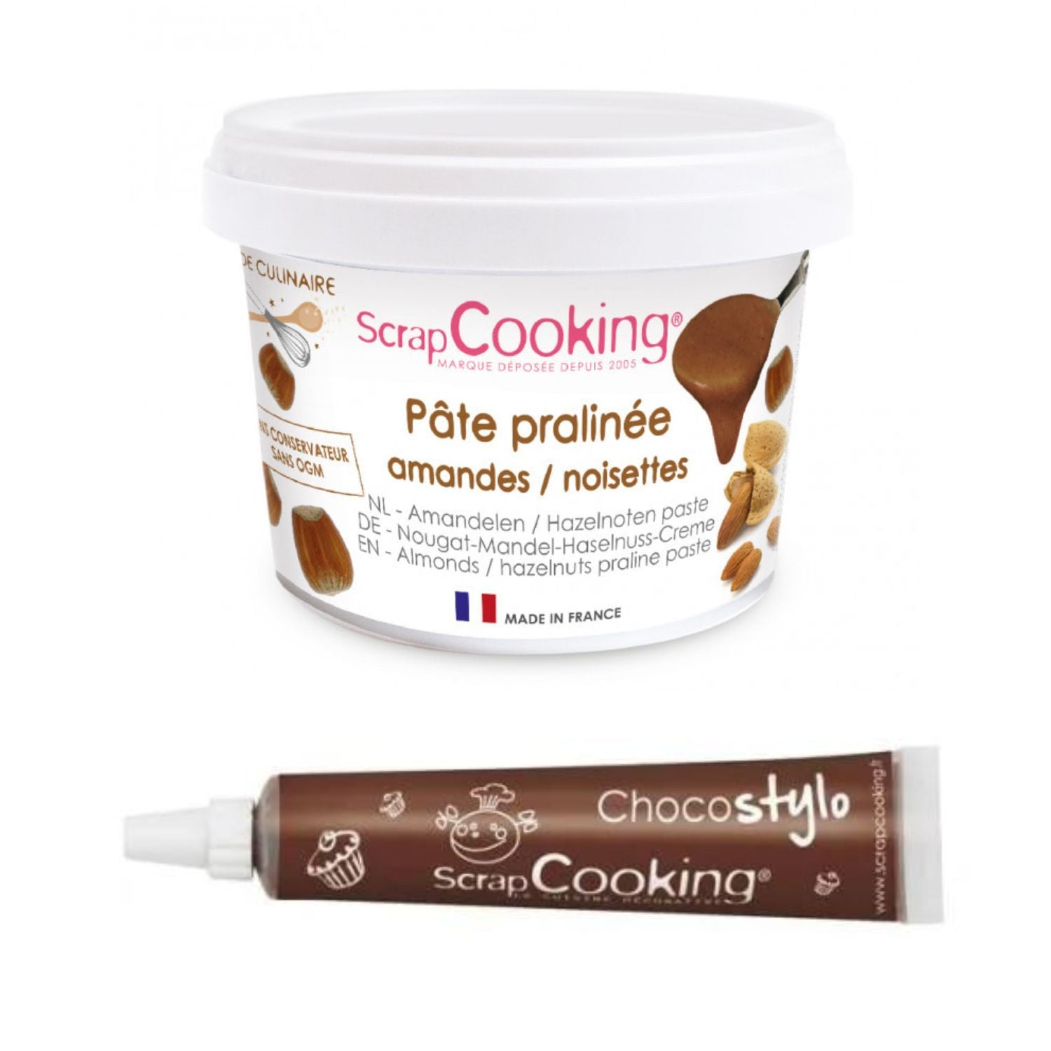Pâte pralinée noisettes et amandes 200 g + 1 Stylo chocolat Scrapcooking - Mathon