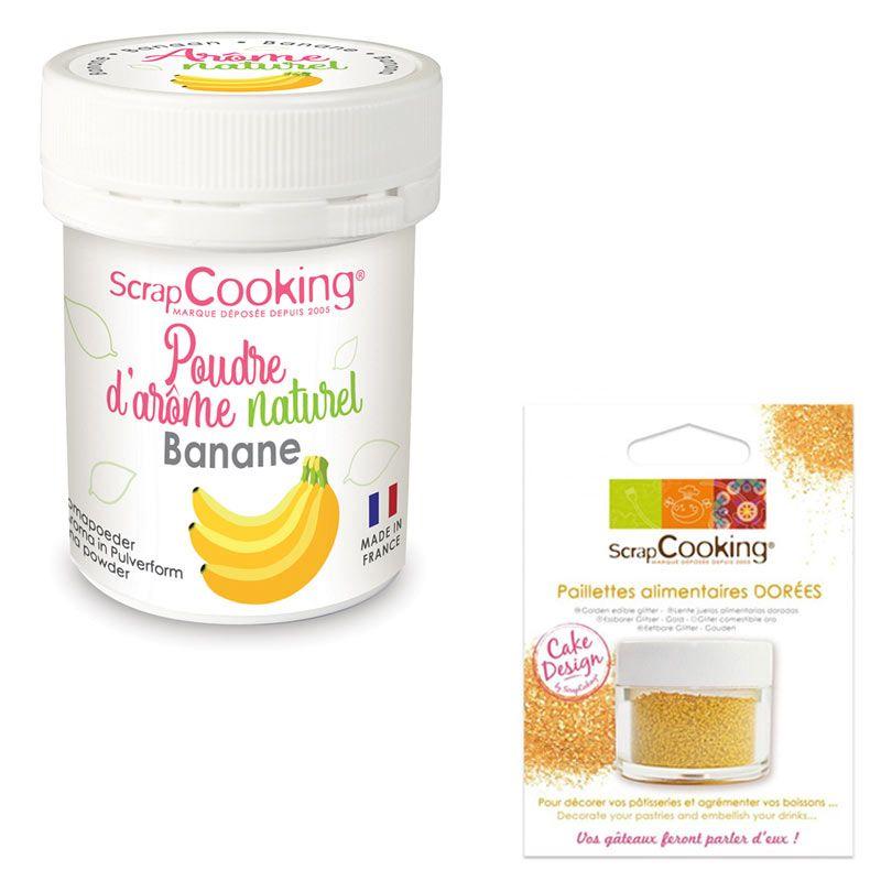 Arôme alimentaire naturel en poudre banane + paillettes dorées Scrapcooking - Mathon