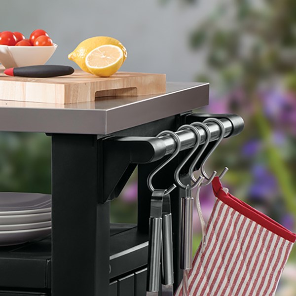 Desserte de jardin en résine et plateau inox 2 portes - Mathon - 5