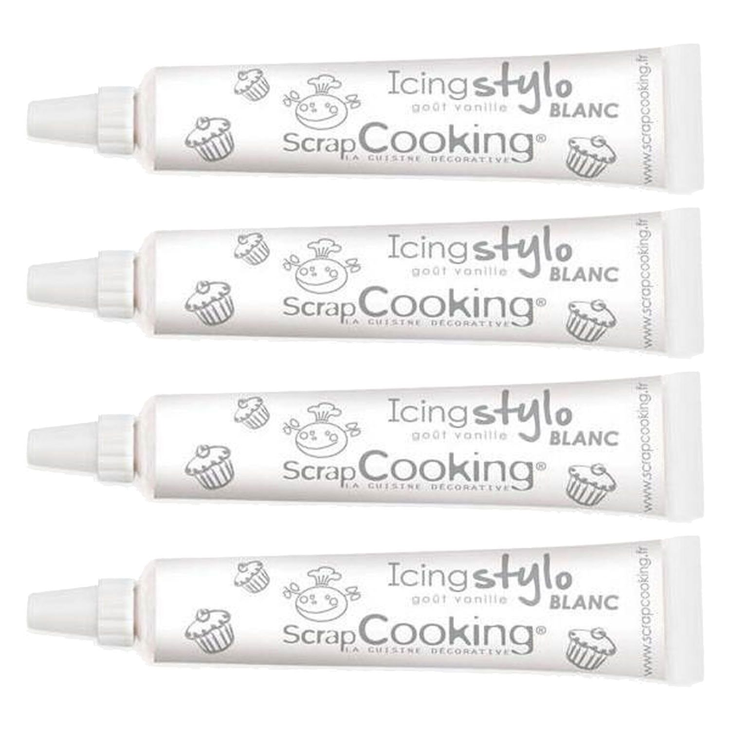 4 stylos de glaçage blancs goût vanille Scrapcooking - Mathon