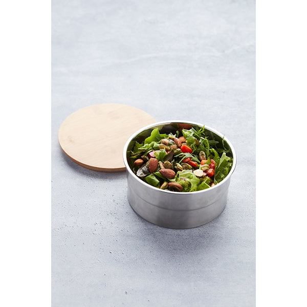 Lunch box ronde en inox 850 ml et couvercle en bambou Point Virgule - Mathon - 4