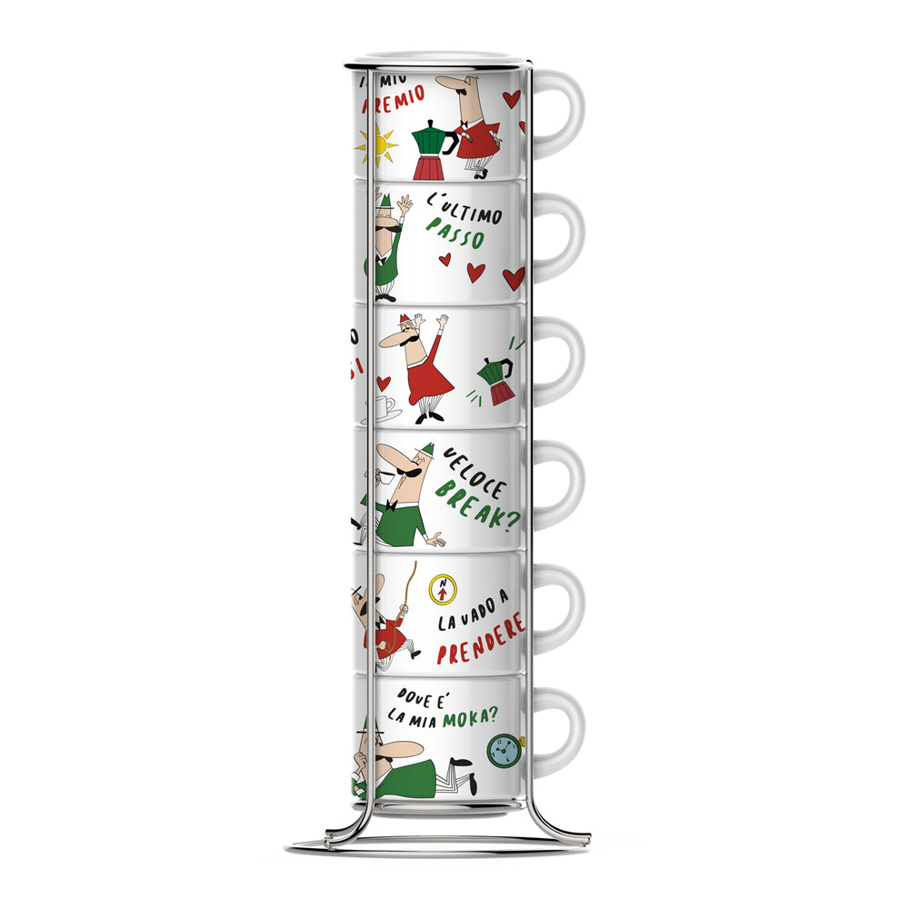 Service à Expresso Italy avec 6 Tasses et Support Bialetti - Mathon