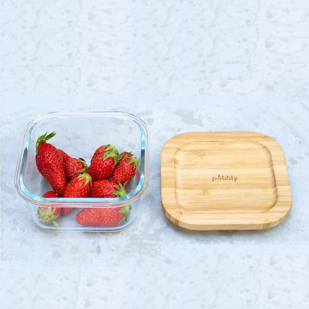 Boîte carré verre bambou 520ml Pebbly - Mathon - 2