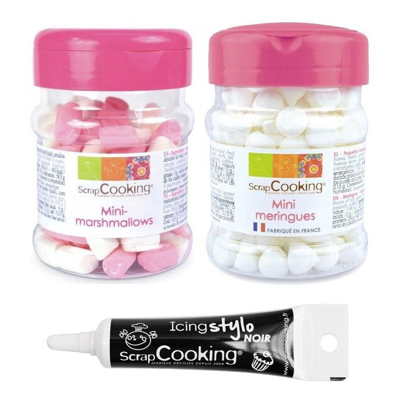 Mini meringues & marshmallows + Stylo glaçage noir Scrapcooking - Mathon