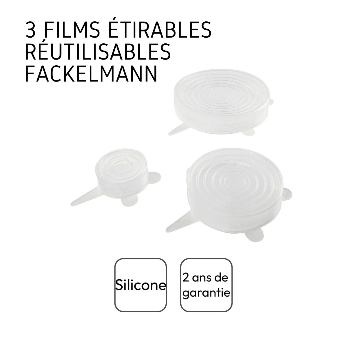 Lot de 3 couvercles de conservation en silicone étirable Fackelmann - Mathon - 4