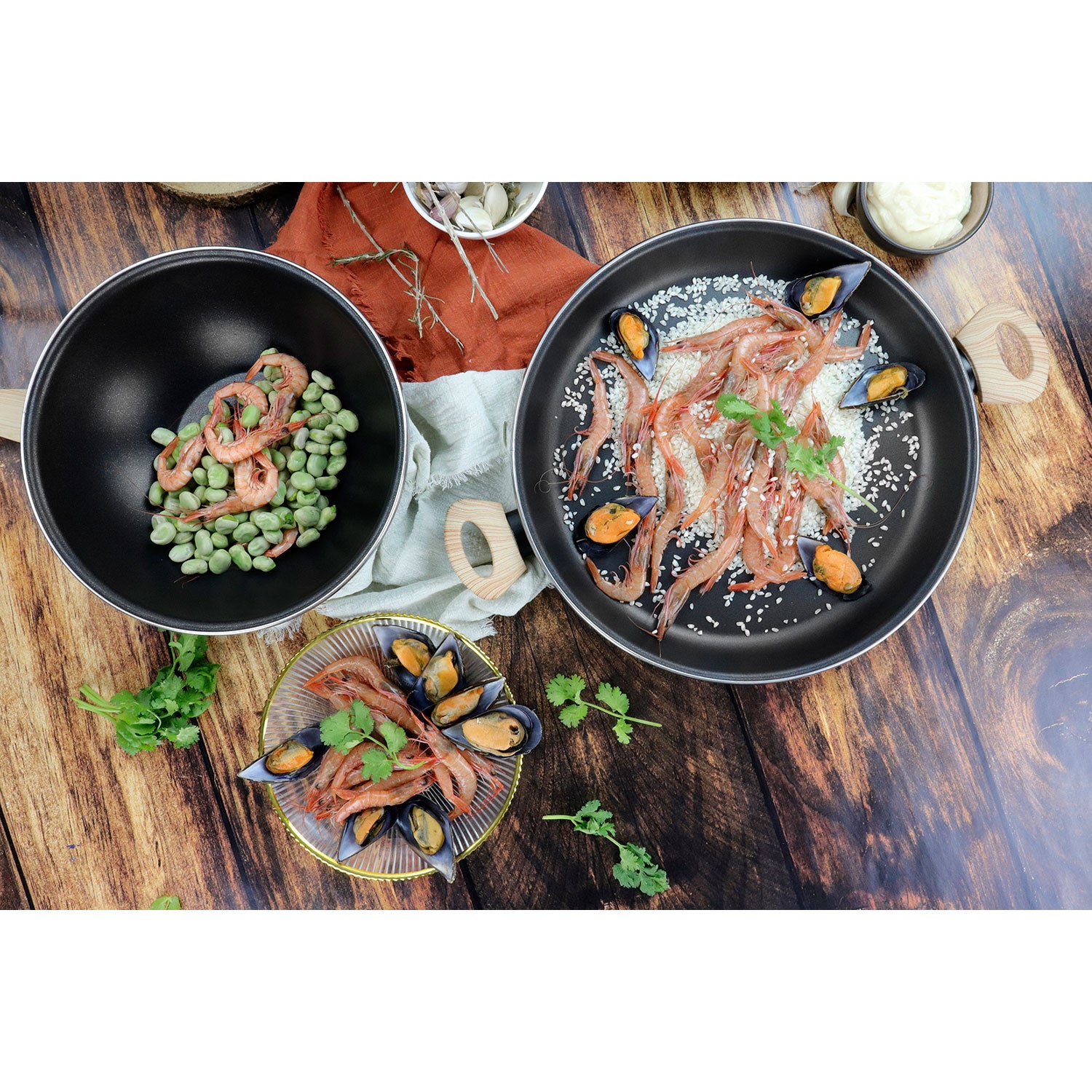 Batterie de Cuisine à Induction 6 Pièces Antiadhésif sans PFOA Design Moderne  Noir Orbe - Mathon - 2