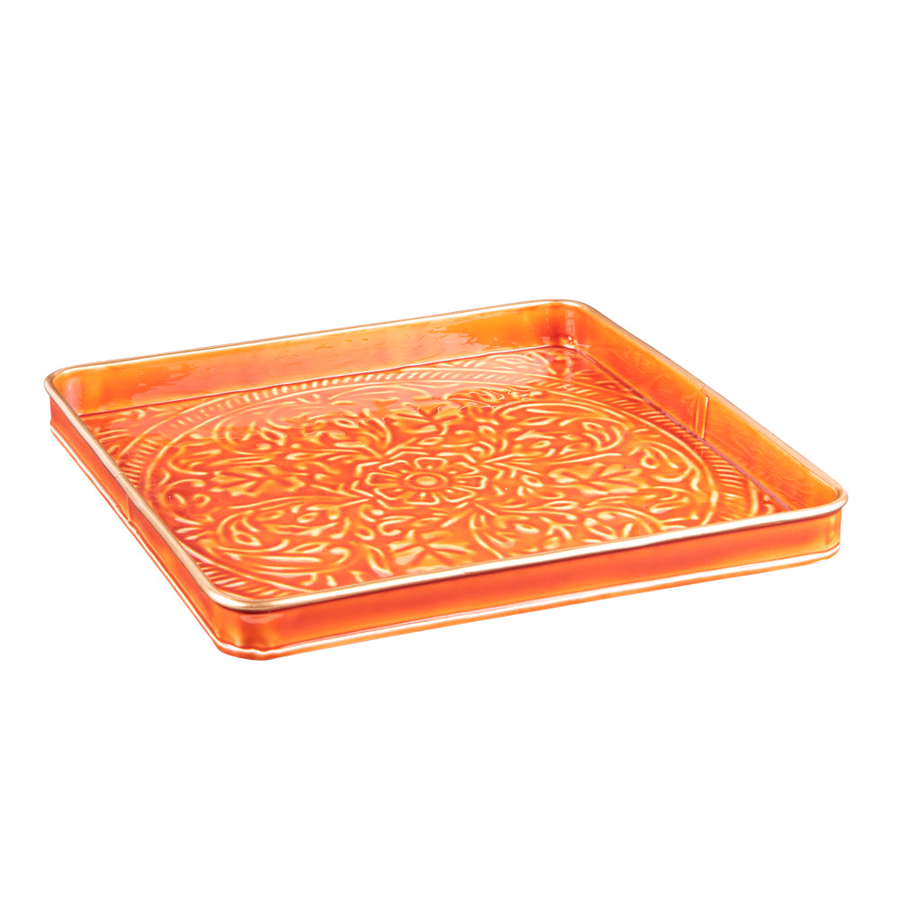 Set de 2 plateaux carrés Tosca orange Table passion - Mathon - 2
