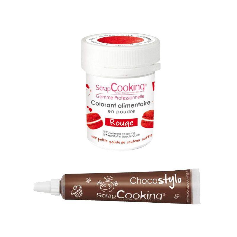 Stylo chocolat + Colorant alimentaire Rouge Scrapcooking - Mathon