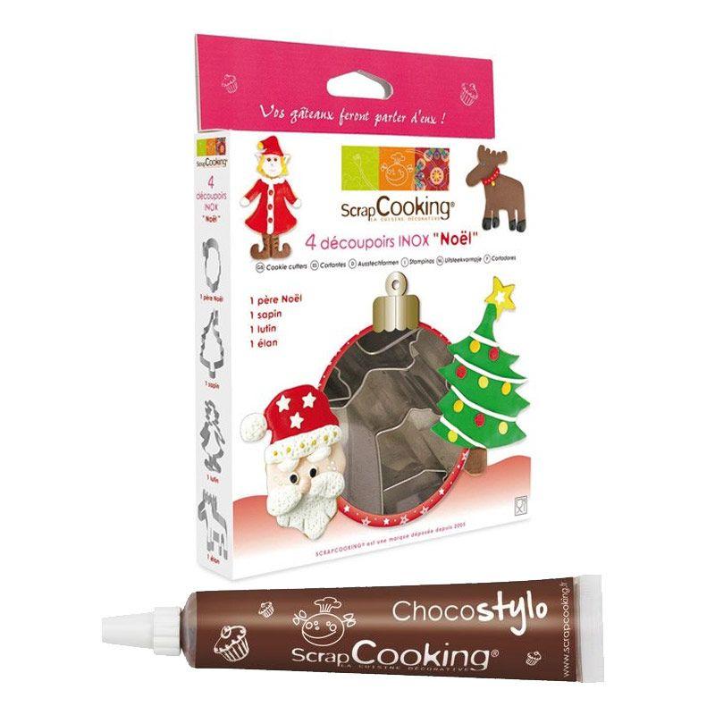 Emporte-pièces Noël + 1 Stylo chocolat Scrapcooking - Mathon