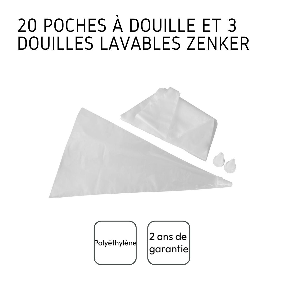 Poche À Douille & 4 Embouts Jetable 20cm Transparent