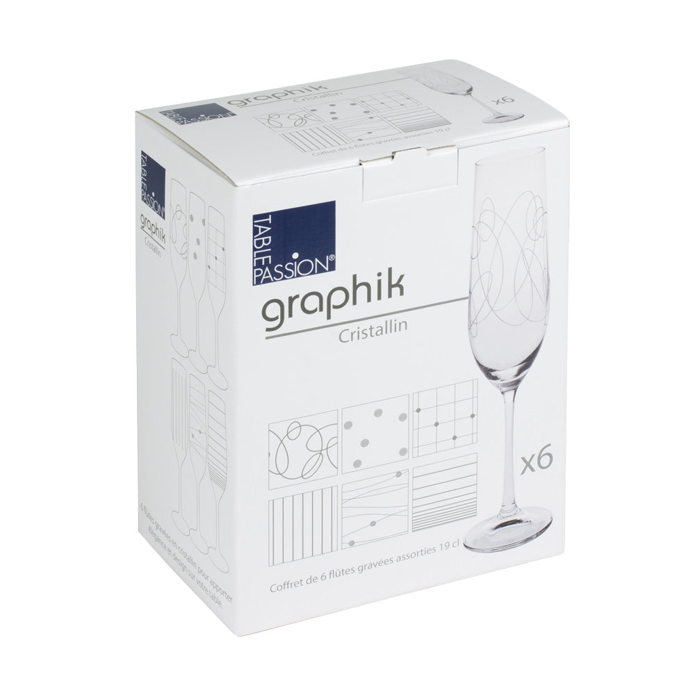 Coffret de 6 flûtes à champagne Graphik 19 cl Table passion - Mathon - 2
