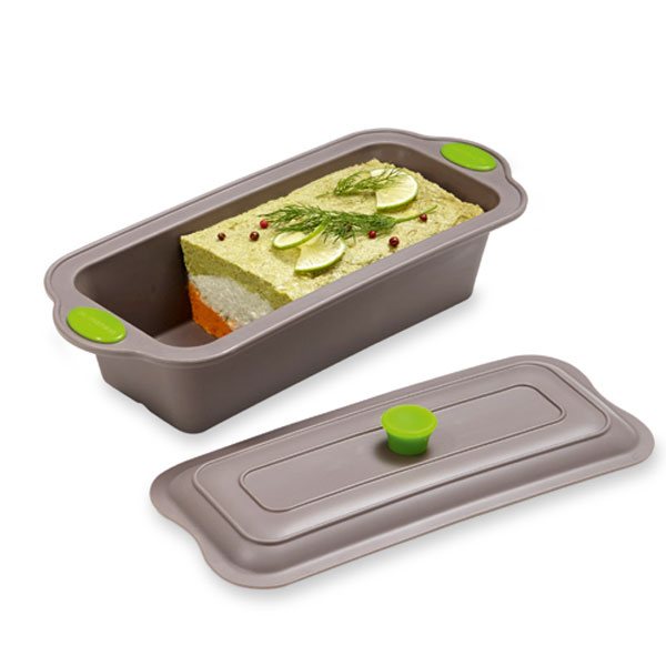 Rigiflex Terrine en silicone structure acier avec couvercle 2 en 1 24 cm Mathon - Mathon - 1