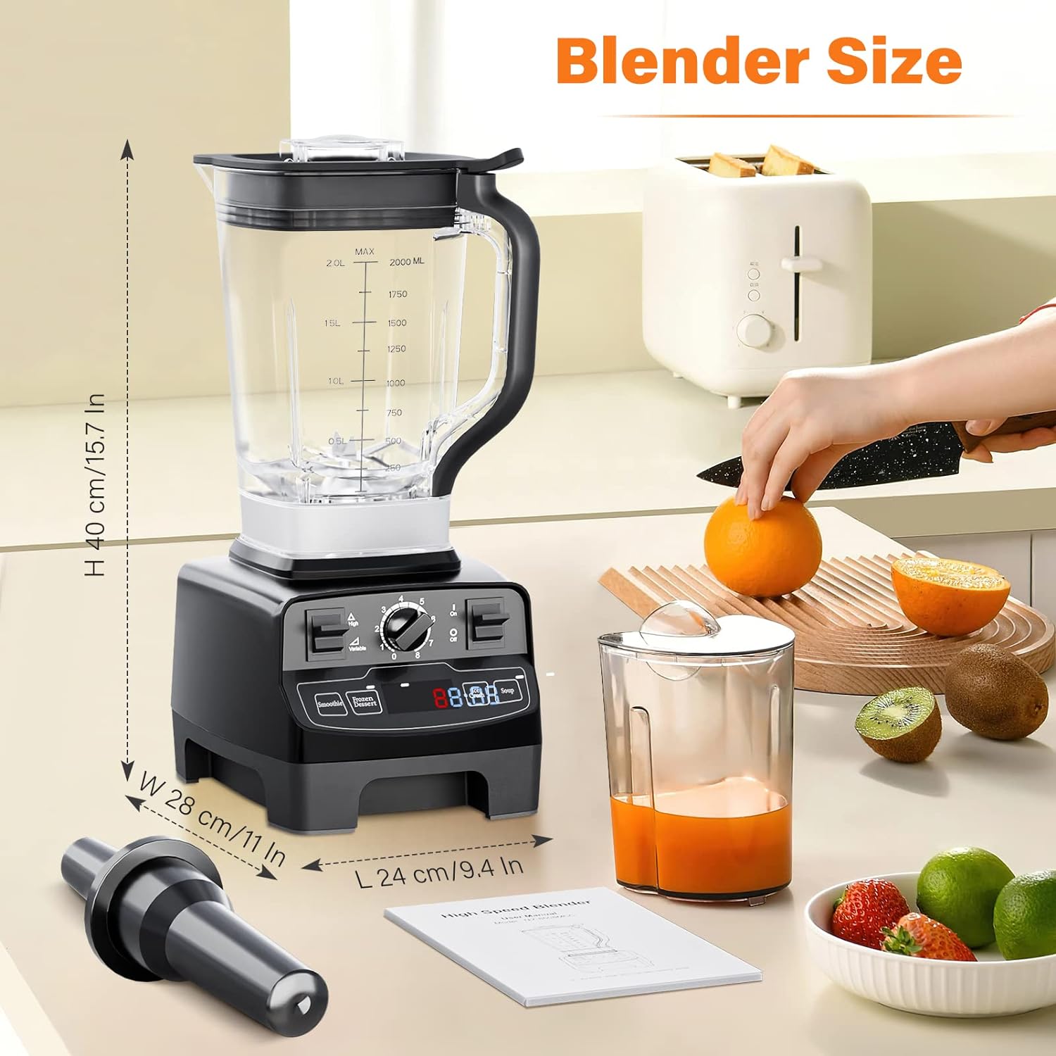 Blender électrique Smoothie Professionnel 33000r/min 2000W noir Vendos85 - Mathon