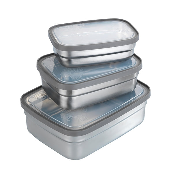 Set de 3 lunch box en inox et couvercles en plastique Wenko by Maximex - Mathon - 1