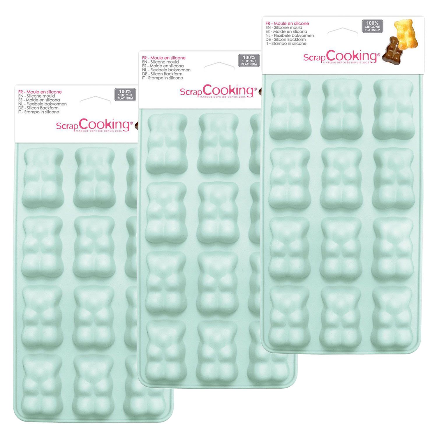 3 moules en silicone oursons guimauve-chocolat Scrapcooking - Mathon