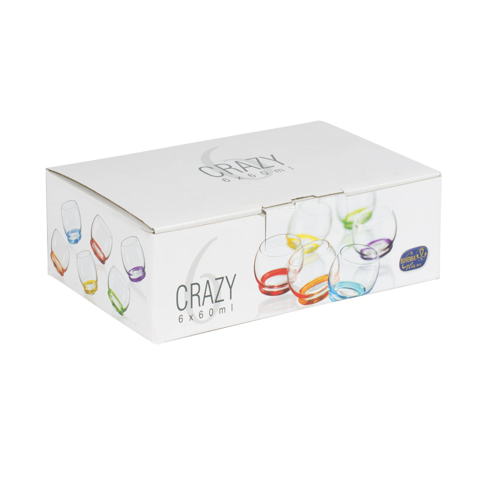 Coffret de 6 verres mini Culbuto 6 cl avec fonds colorés assortis Table passion - Mathon - 2