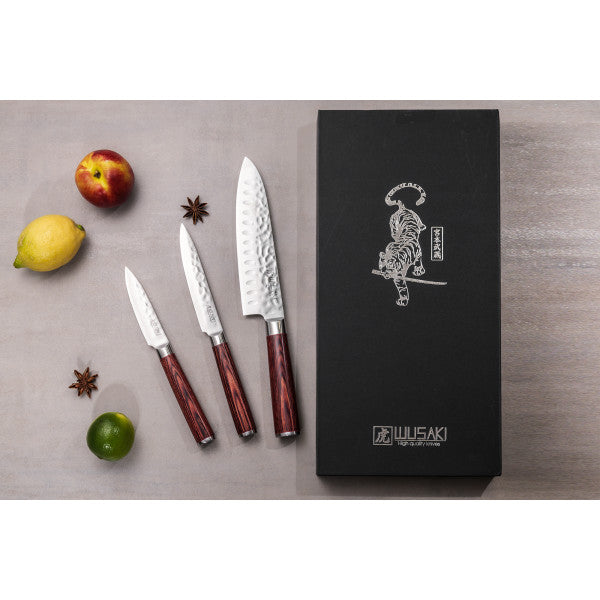 Coffret couteaux Santoku + Universel + Office Wusaki Pakka X50 Wusaki - Mathon - 3