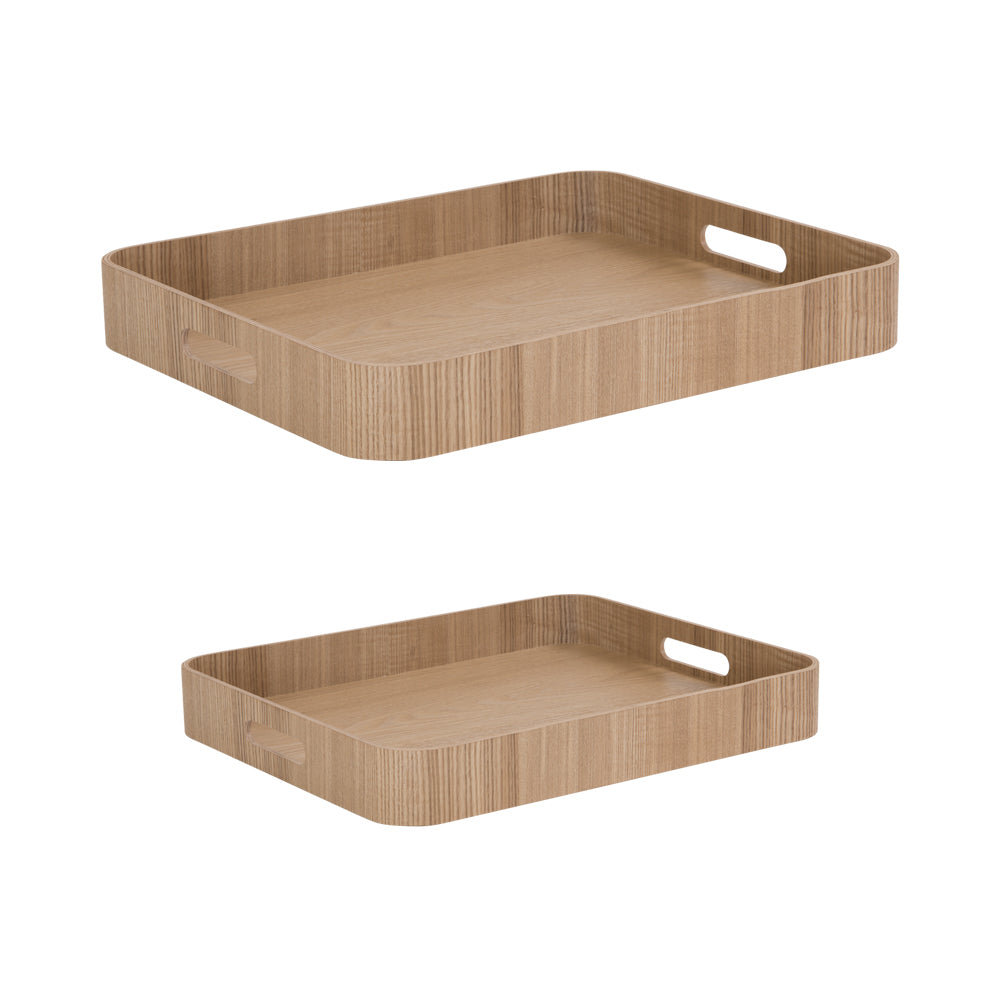 Set de 2 plateaux rectangles bois naturel Table passion - Mathon