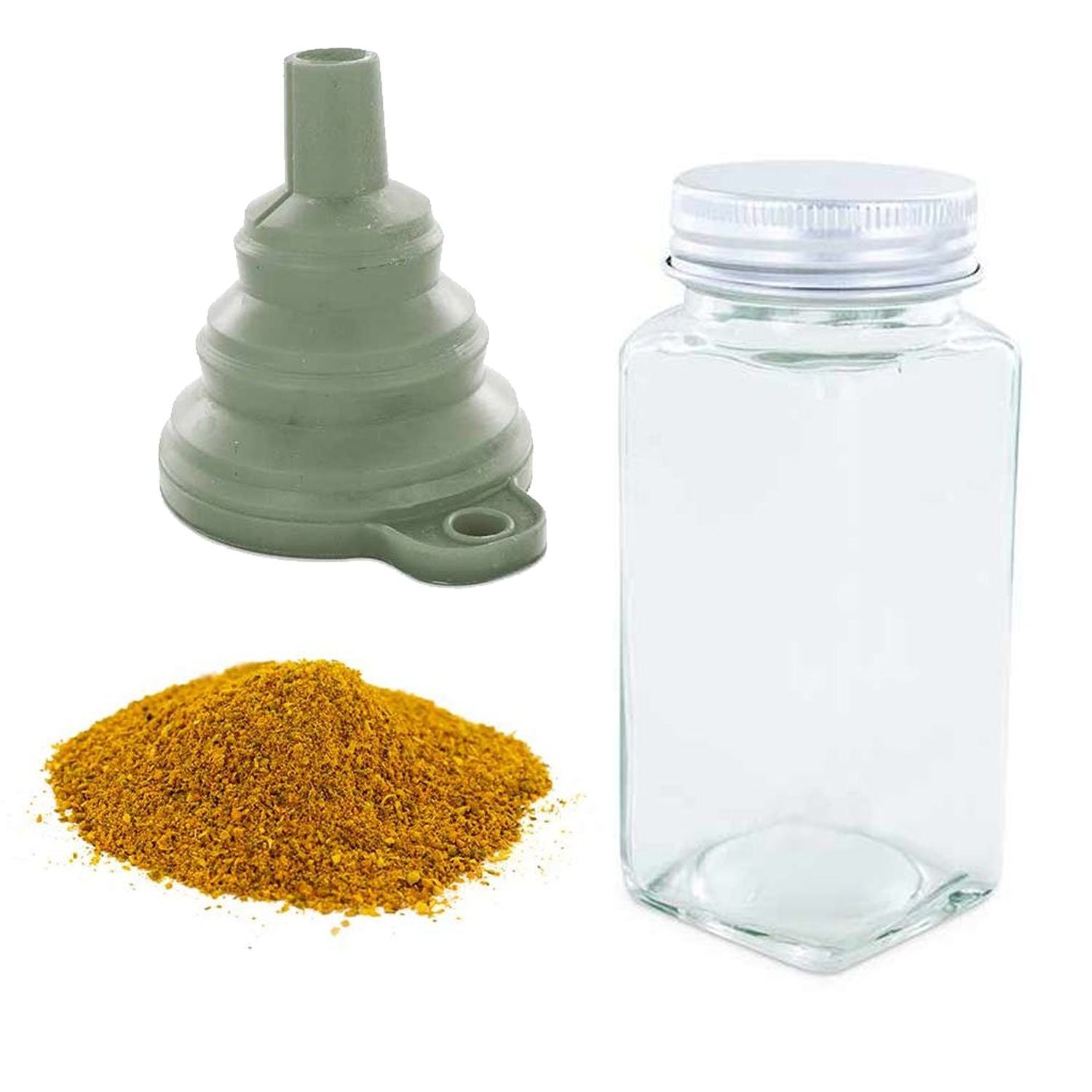 Flacon à épices poudreur + entonnoir + curry fort 50 g Aromandise - Mathon