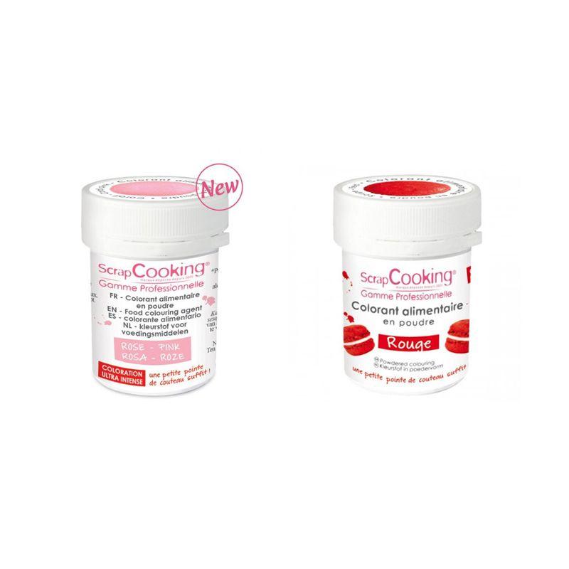 2 colorants alimentaires en poudre - rose poudré-rouge Scrapcooking - Mathon