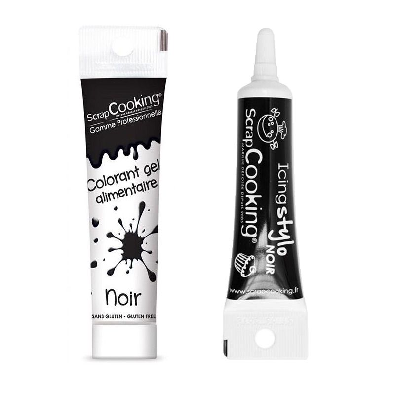 Gel colorant alimentaire noir 20 g + Stylo glaçage noir Scrapcooking - Mathon