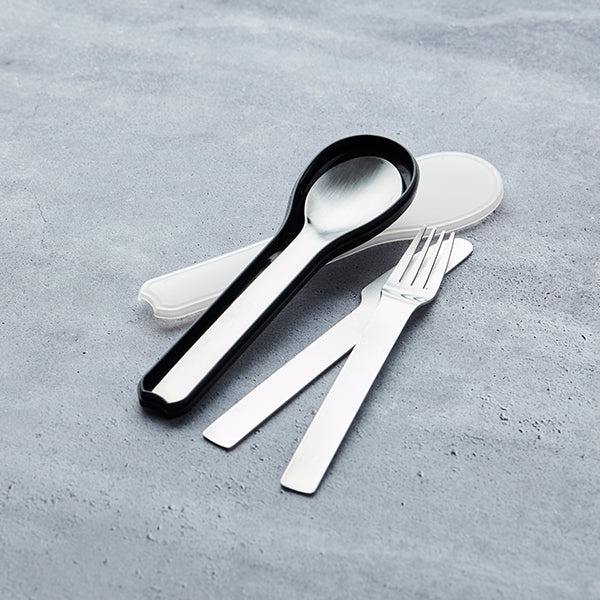 Set de 3 couverts inox avec étui Point Virgule - Mathon - 2