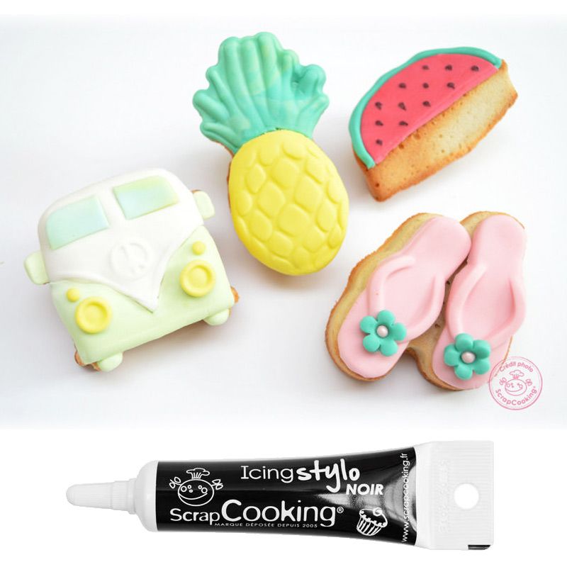 Moule en silicone Summer + Stylo de glaçage noir Scrapcooking - Mathon