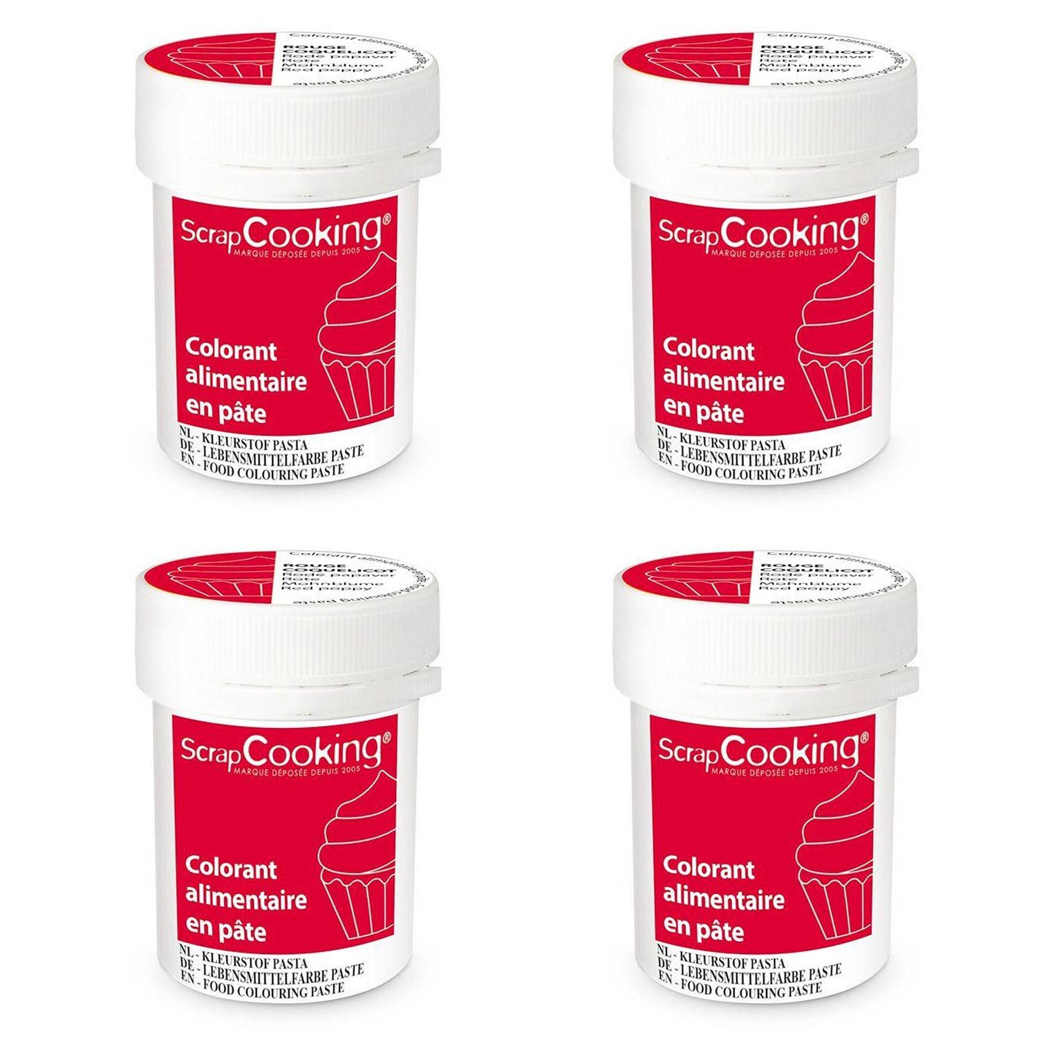 Colorant alimentaire en pâte 80 g - Rouge coquelicot Scrapcooking - Mathon
