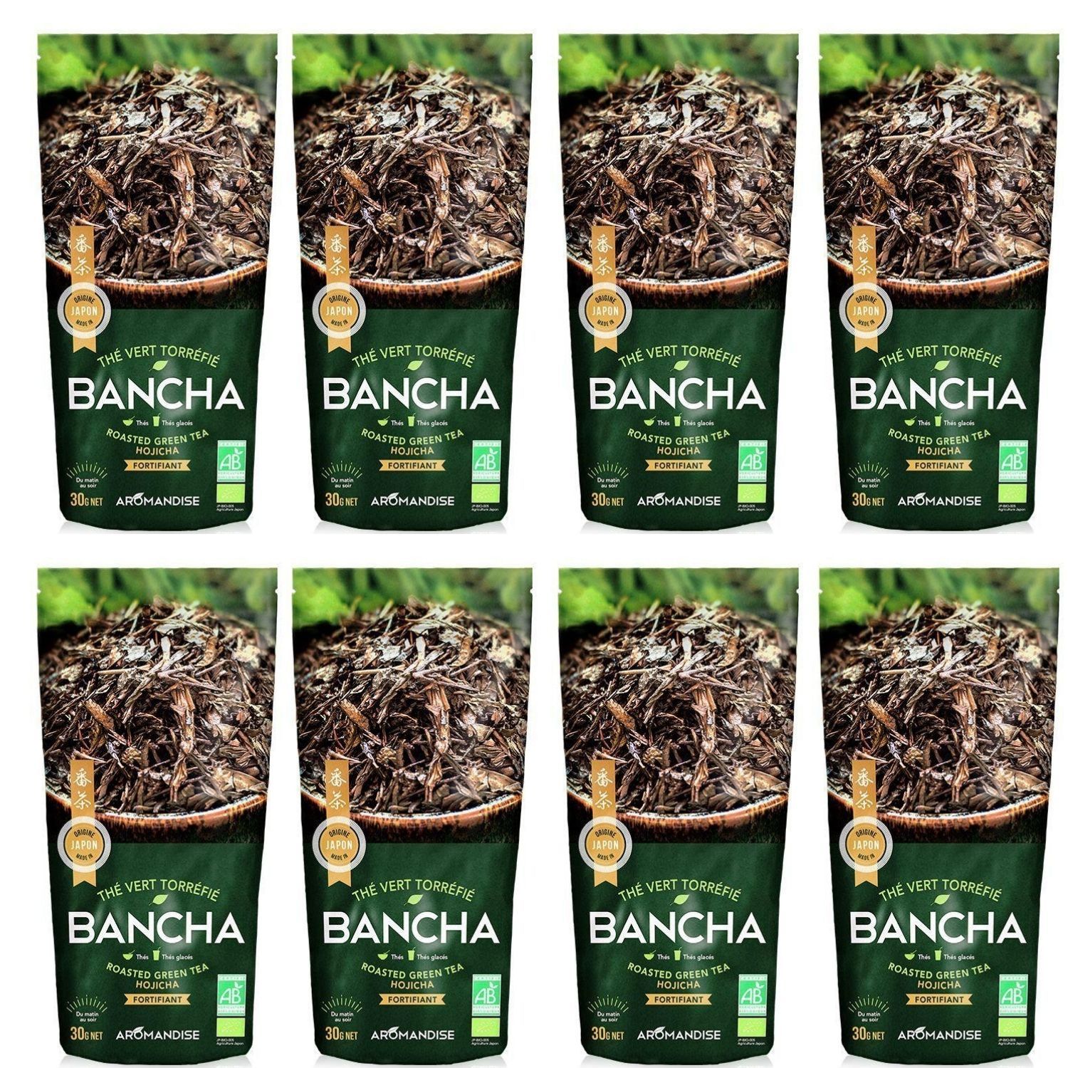 Thé vert bio japonais Bancha Hojicha 240 g Aromandise - Mathon