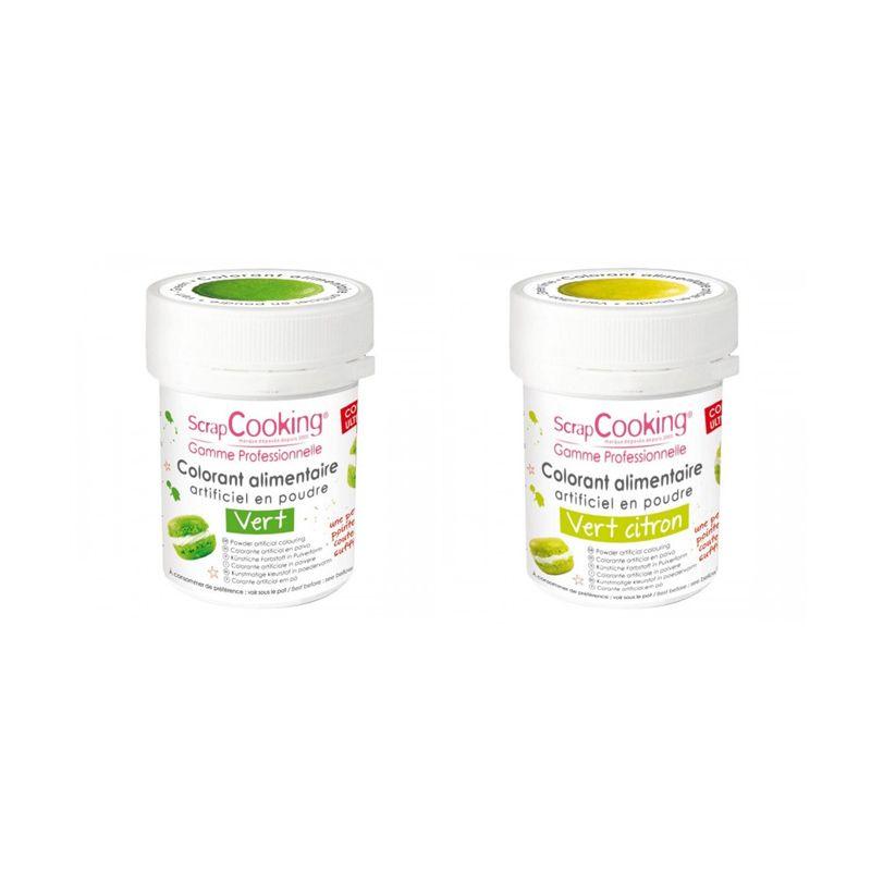 2 colorants alimentaires en poudre - vert citron-vert Scrapcooking - Mathon