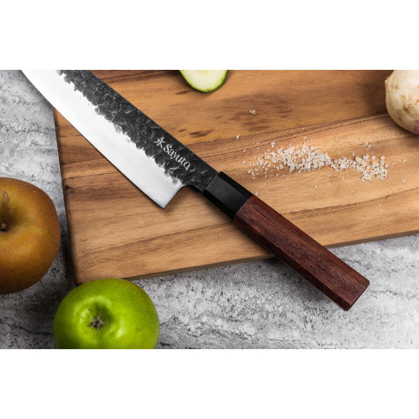 Couteau Sayuto Sequoia San Mai modèle chef 21cm brute de forge Sayuto - Mathon - 5