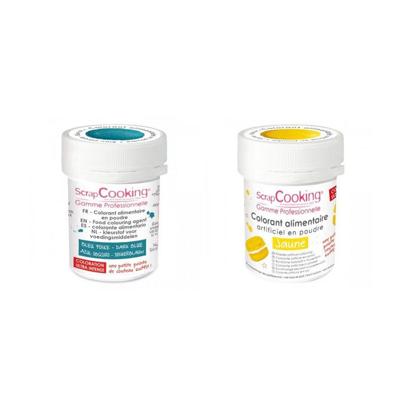 2 colorants alimentaires en poudre - bleu foncé-jaune Scrapcooking - Mathon