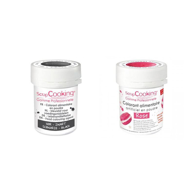 2 colorants alimentaires en poudre - rose-noir Scrapcooking - Mathon