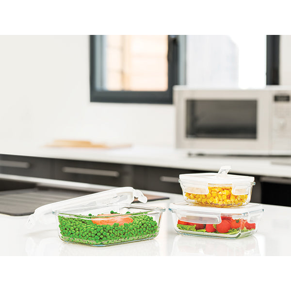 3 boîtes rectangulaires en verre 400, 650 et 1000 ml Pebbly - Mathon - 2