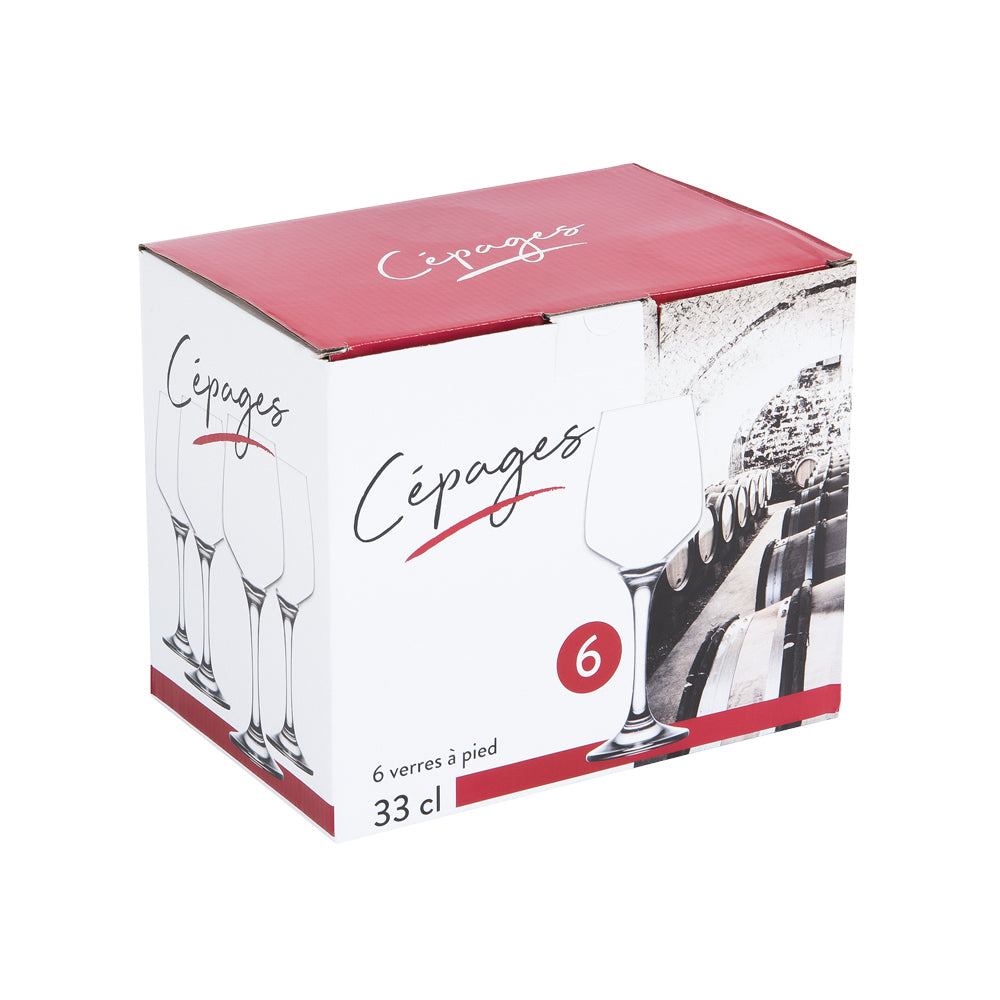 Boîte de 6 verres à pied Cépages 33 cl Trend
