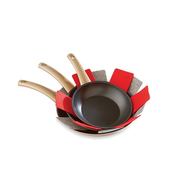 Set de 3 protections feutrines pour poêles rouge et gris 38 cm Mathon - Mathon - 2