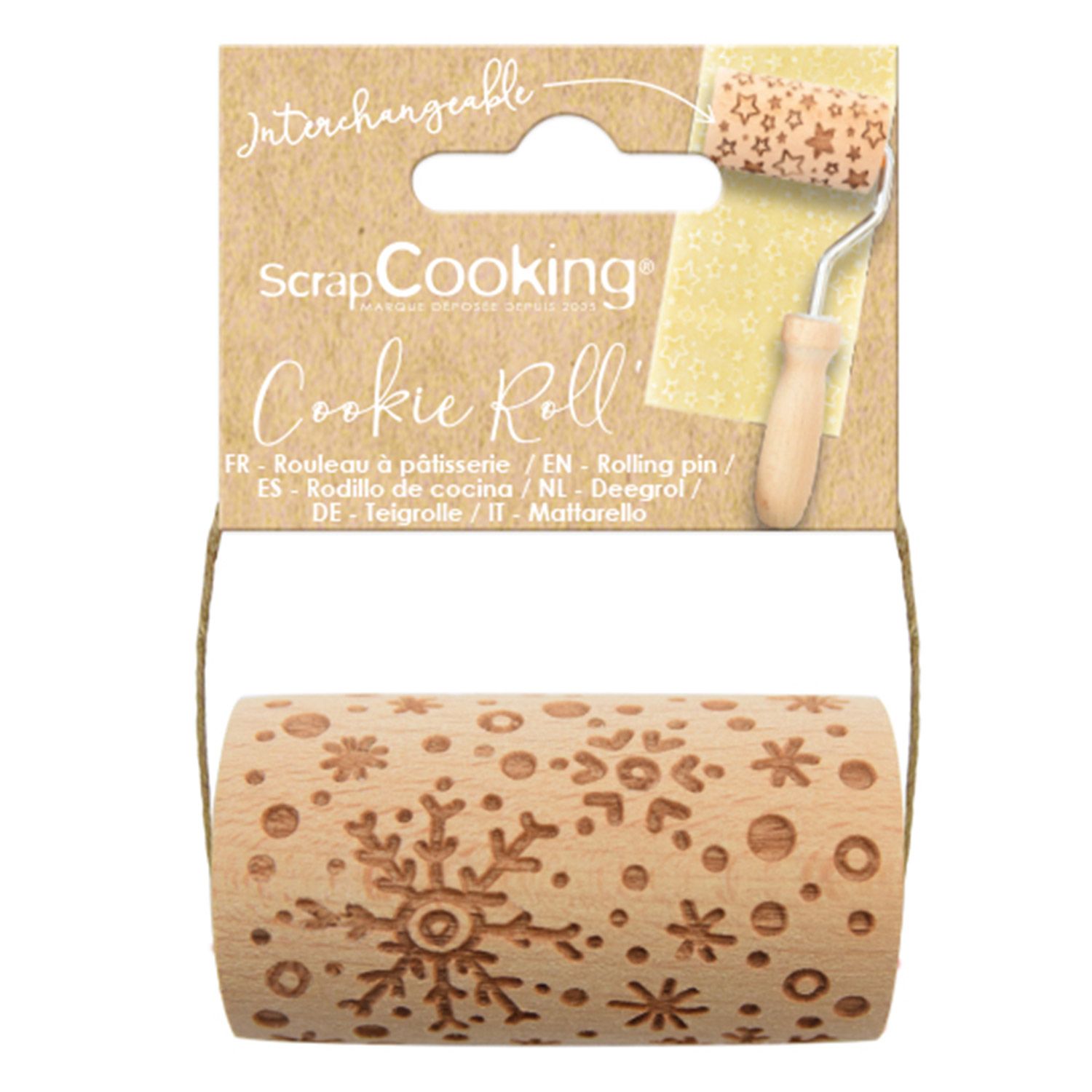 Mini rouleau à pâtisserie en bois - flocon Scrapcooking - Mathon
