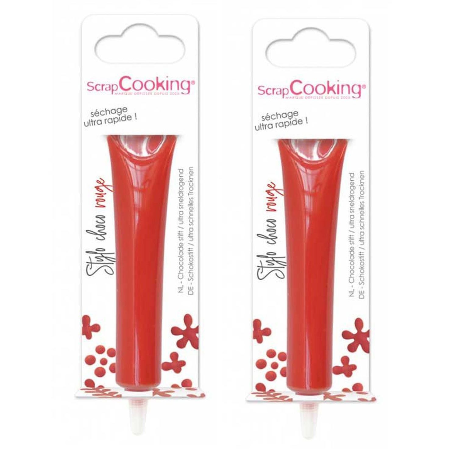 2 stylos au chocolat rouge 25 g Scrapcooking - Mathon