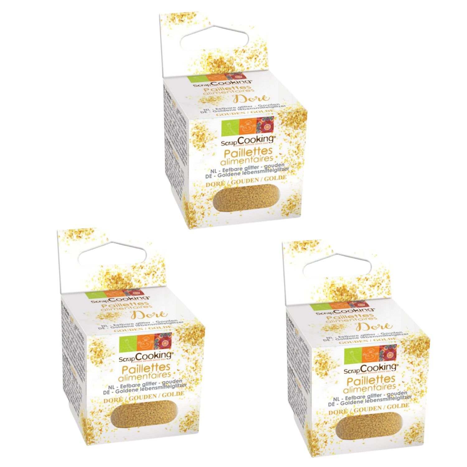 Paillettes alimentaires dorées 15 g Scrapcooking - Mathon