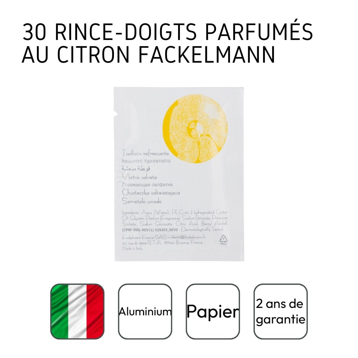 Lot de 30 rince-doigts au citron Single Use Fackelmann 
