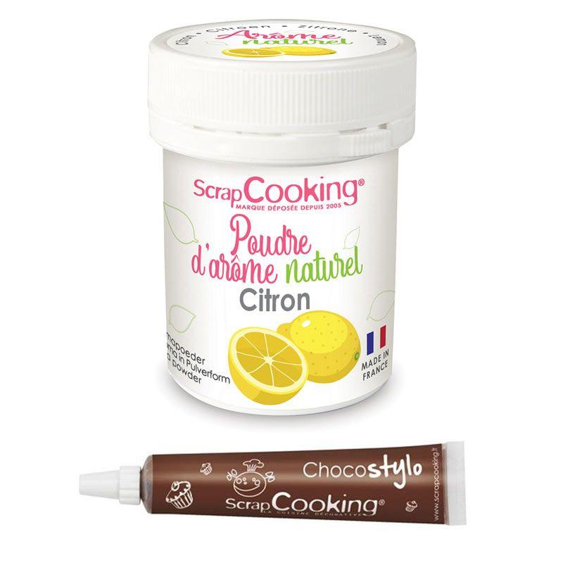 Arôme alimentaire naturel en poudre citron + Stylo chocolat Scrapcooking - Mathon