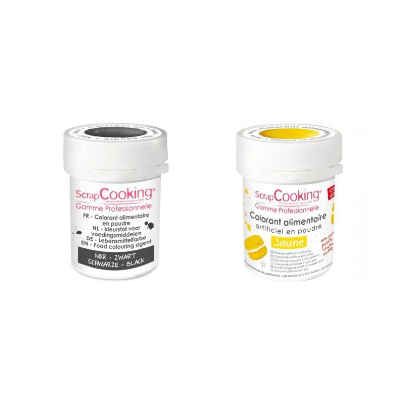2 colorants alimentaires en poudre - jaune-noir Scrapcooking - Mathon