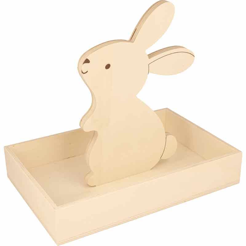 Plateau en bois avec lapin - 25 x 17 x 4,5 cm Artemio - Mathon