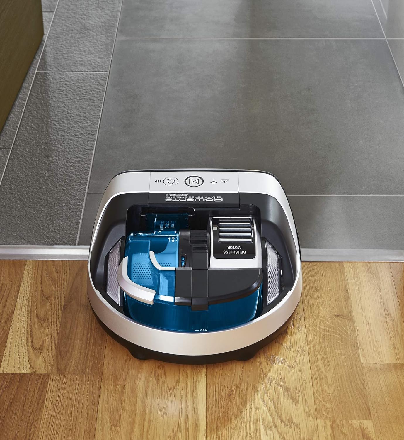 Aspirateur robot autonome Connecté Smart Force Cyclonic Jusqu’à 120 minutes bleu gris noir Rowenta - Mathon