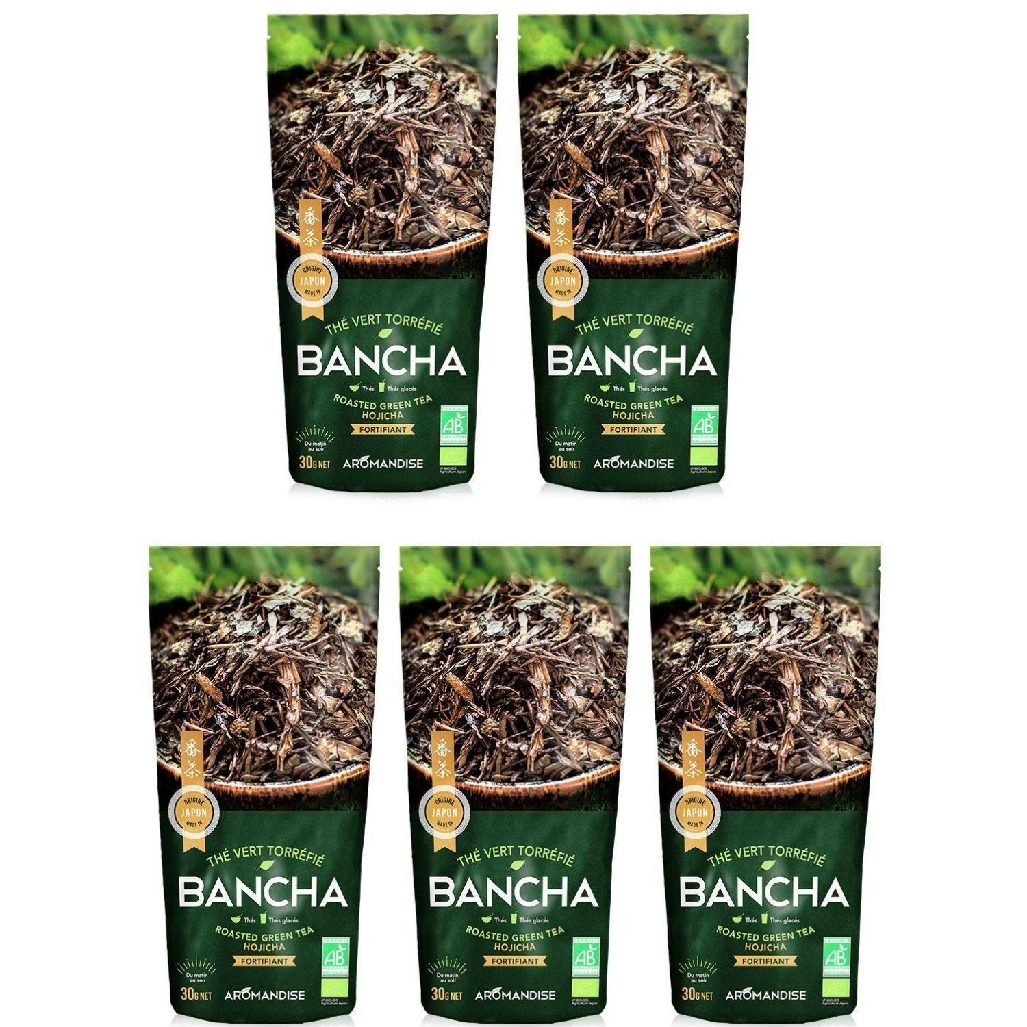 Thé vert bio japonais Bancha Hojicha 150 g Aromandise - Mathon