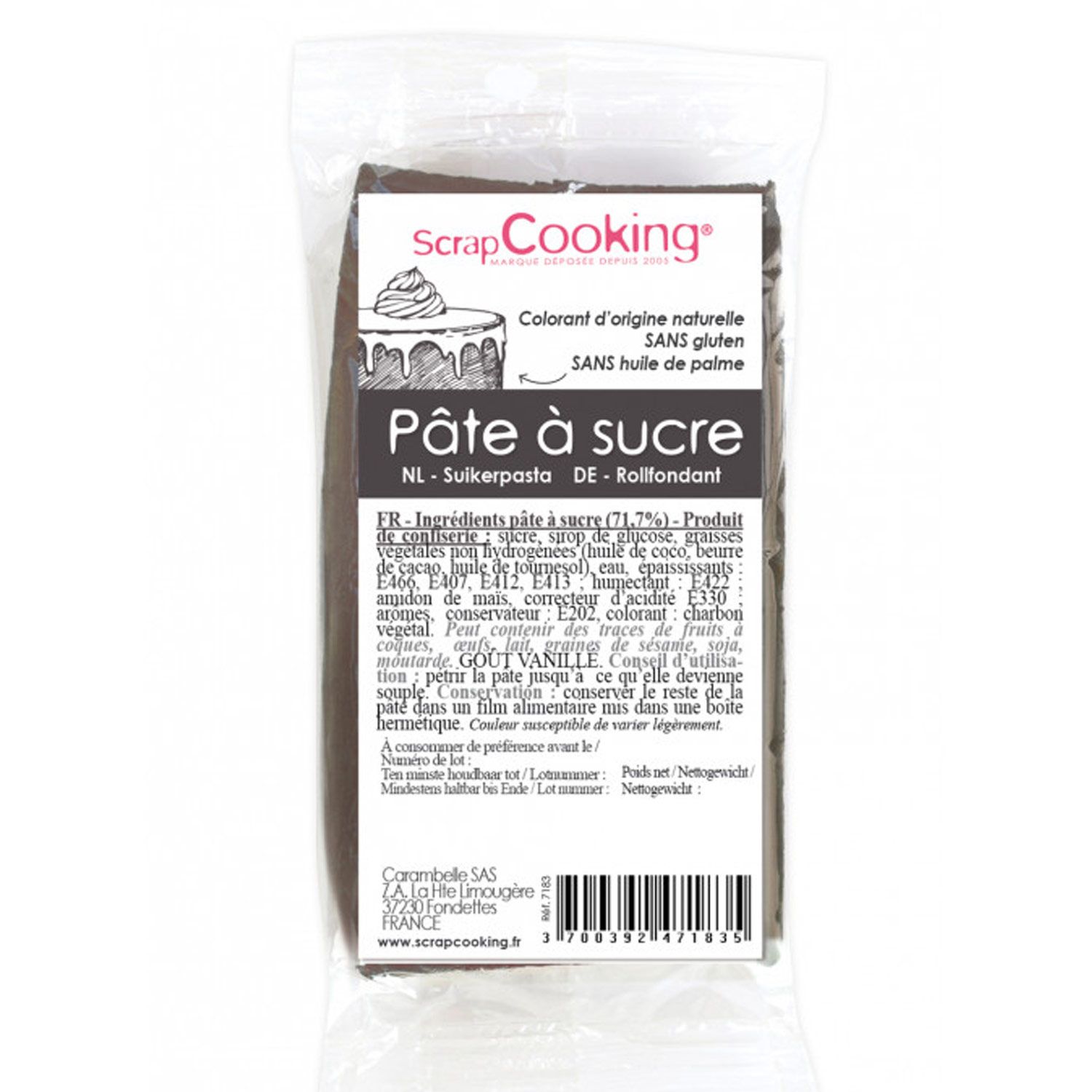 Pâte à sucre grise 300 g Scrapcooking - Mathon