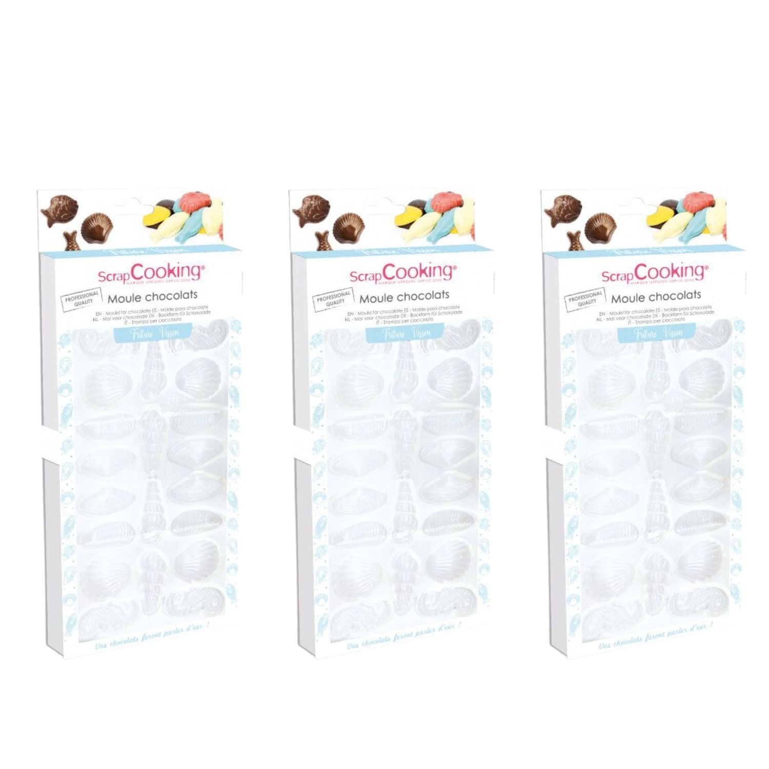 3 moules rigides pour fritures en chocolat Scrapcooking - Mathon