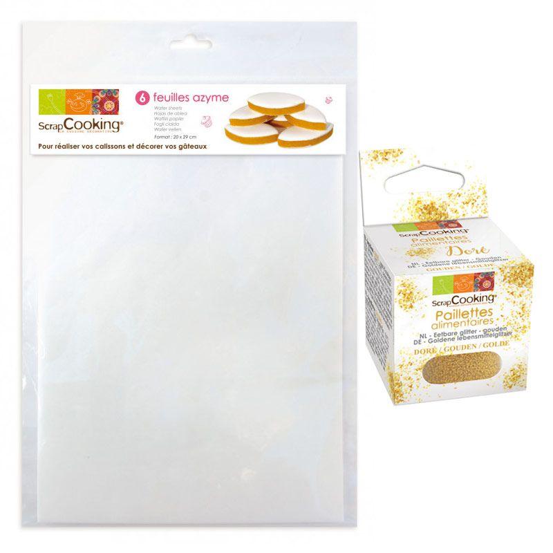 6 Feuilles Azyme pour pâtisserie + paillettes dorées Scrapcooking - Mathon
